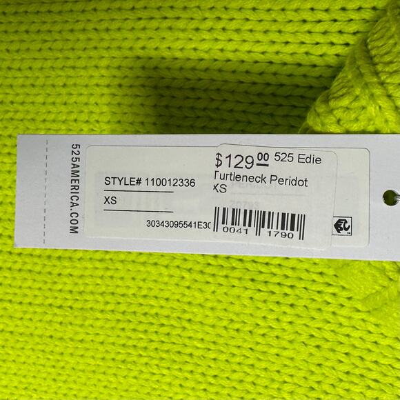 NWT 525 America Edie Peridot Lime Chunky Turtleneck Sweater – Size XS - Picture 10 of 11